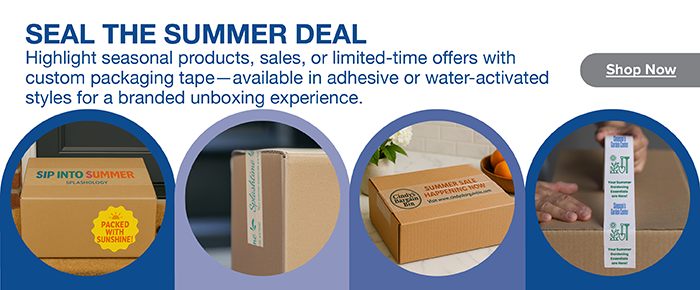 Custom packaging tape being used on shipping boxes to brand unbranded boxes great for wholesale printing options.