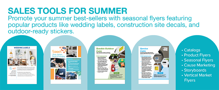 Flyer designs promoting custom stickers, vinyl stickers, bumper stickers, water bottle labels, and custom address labels—ideal for wholesale trade printing.