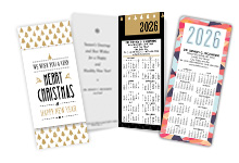 A variety of calendar cards, including folded and standard hanging calendar cards, that are offered by Navitor.