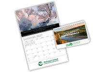 A variety of wall and desk calendars offered by Navitor with scenic landscape artwork.