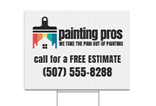 Custom outdoor yard sign printed in full color, featuring business branding and a promotional call to action