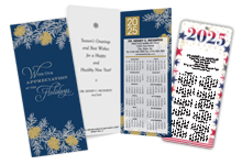 A variety of calendar cards, including folded and standard hanging calendar cards, that are offered by Navitor.