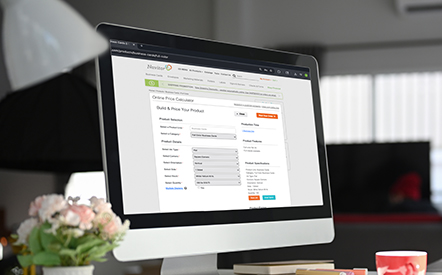 Desktop computer displaying an online price calculator from Navitor.com